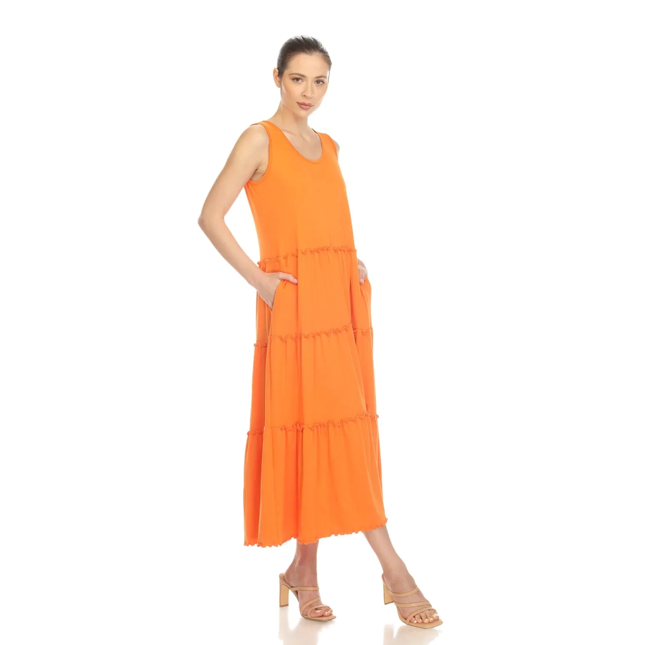 Scoop Neck Tiered Midi Dress