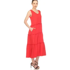 Scoop Neck Tiered Midi Dress