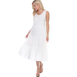 Scoop Neck Tiered Midi Dress