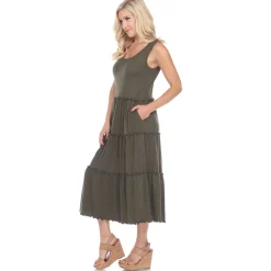 Scoop Neck Tiered Midi Dress