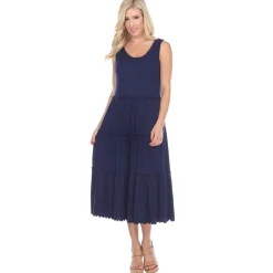 Scoop Neck Tiered Midi Dress