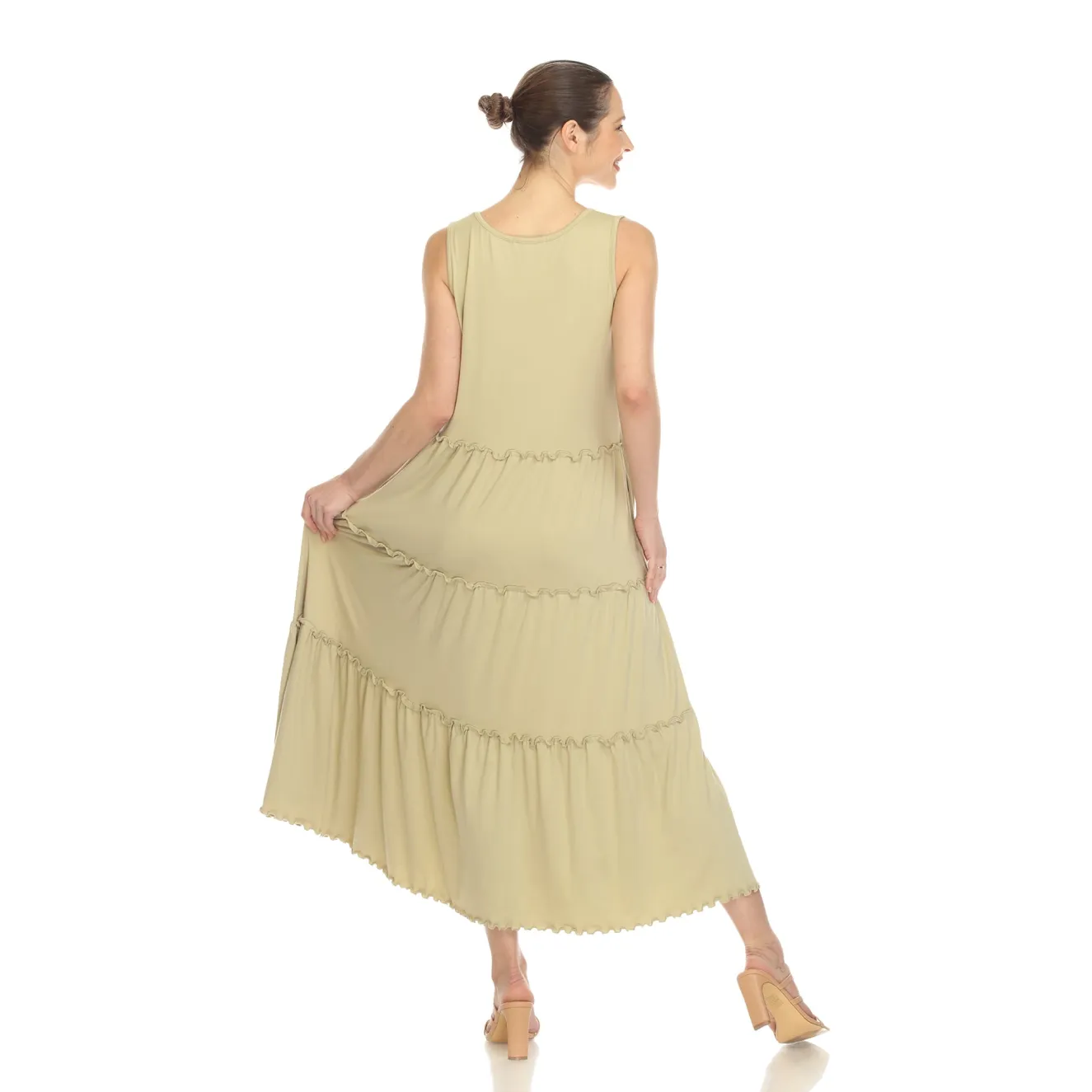 Scoop Neck Tiered Midi Dress