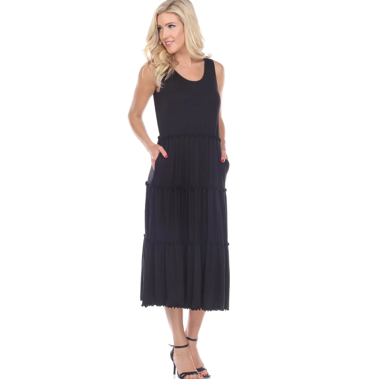 Scoop Neck Tiered Midi Dress