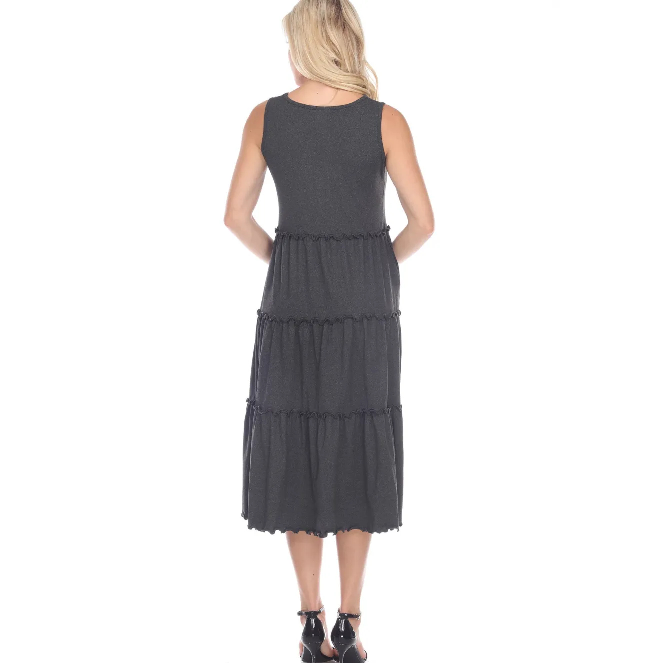 Scoop Neck Tiered Midi Dress