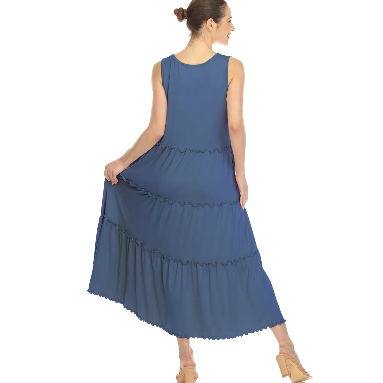 Scoop Neck Tiered Midi Dress