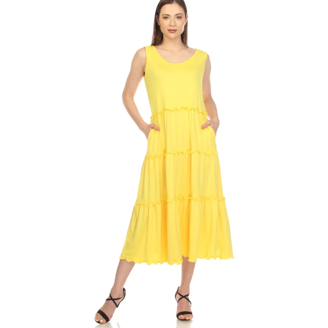 Scoop Neck Tiered Midi Dress