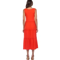 Scoop Neck Tiered Midi Dress
