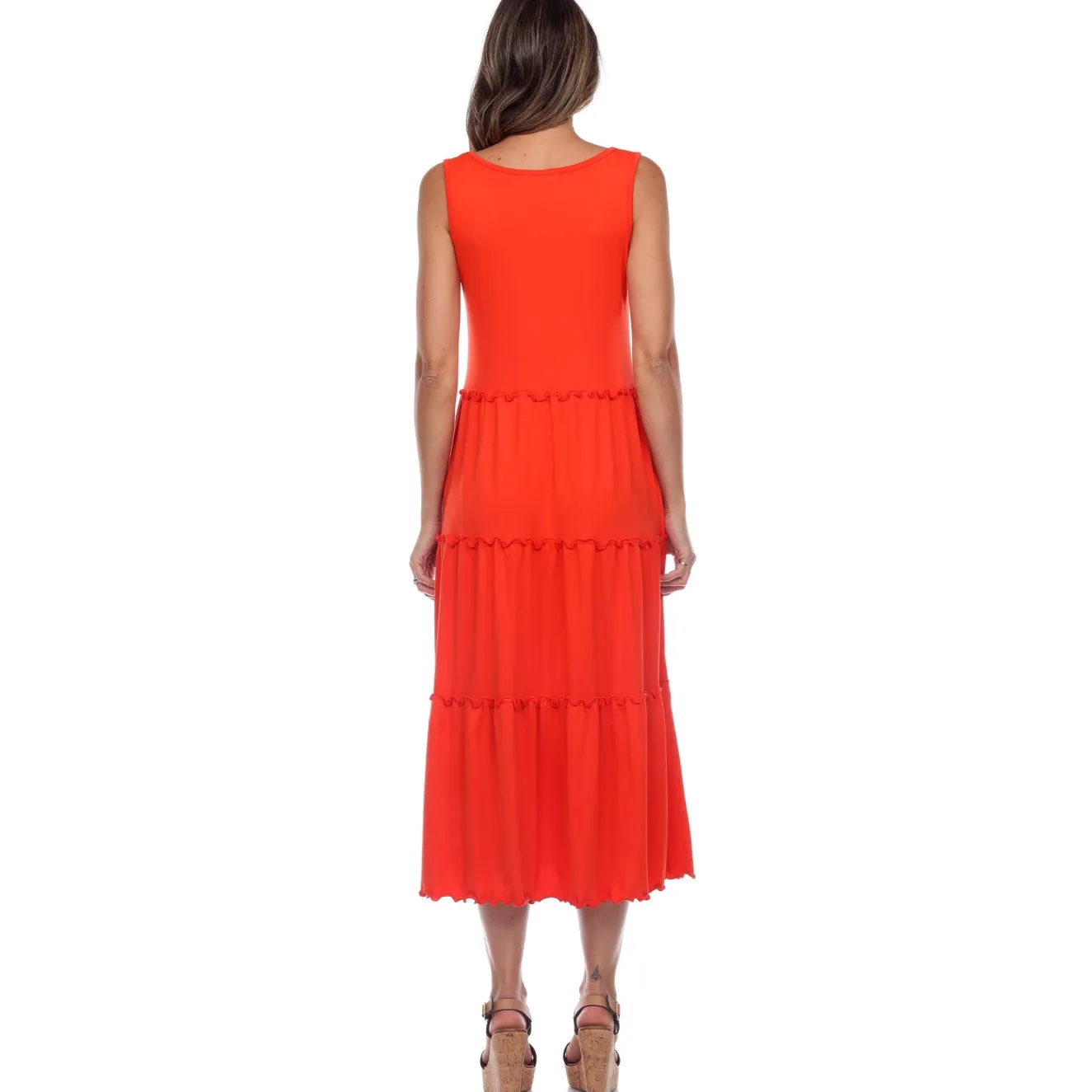 Scoop Neck Tiered Midi Dress