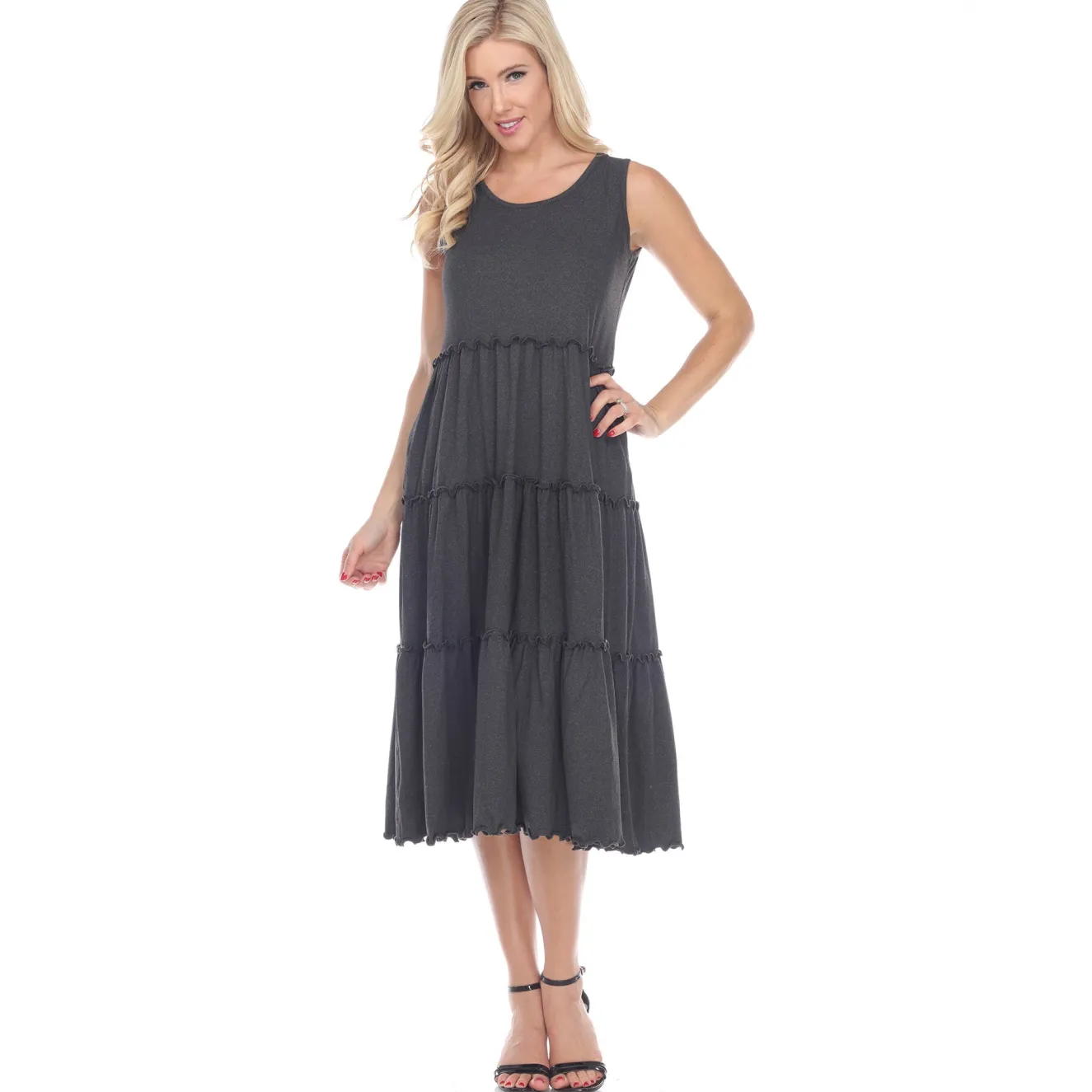 Scoop Neck Tiered Midi Dress