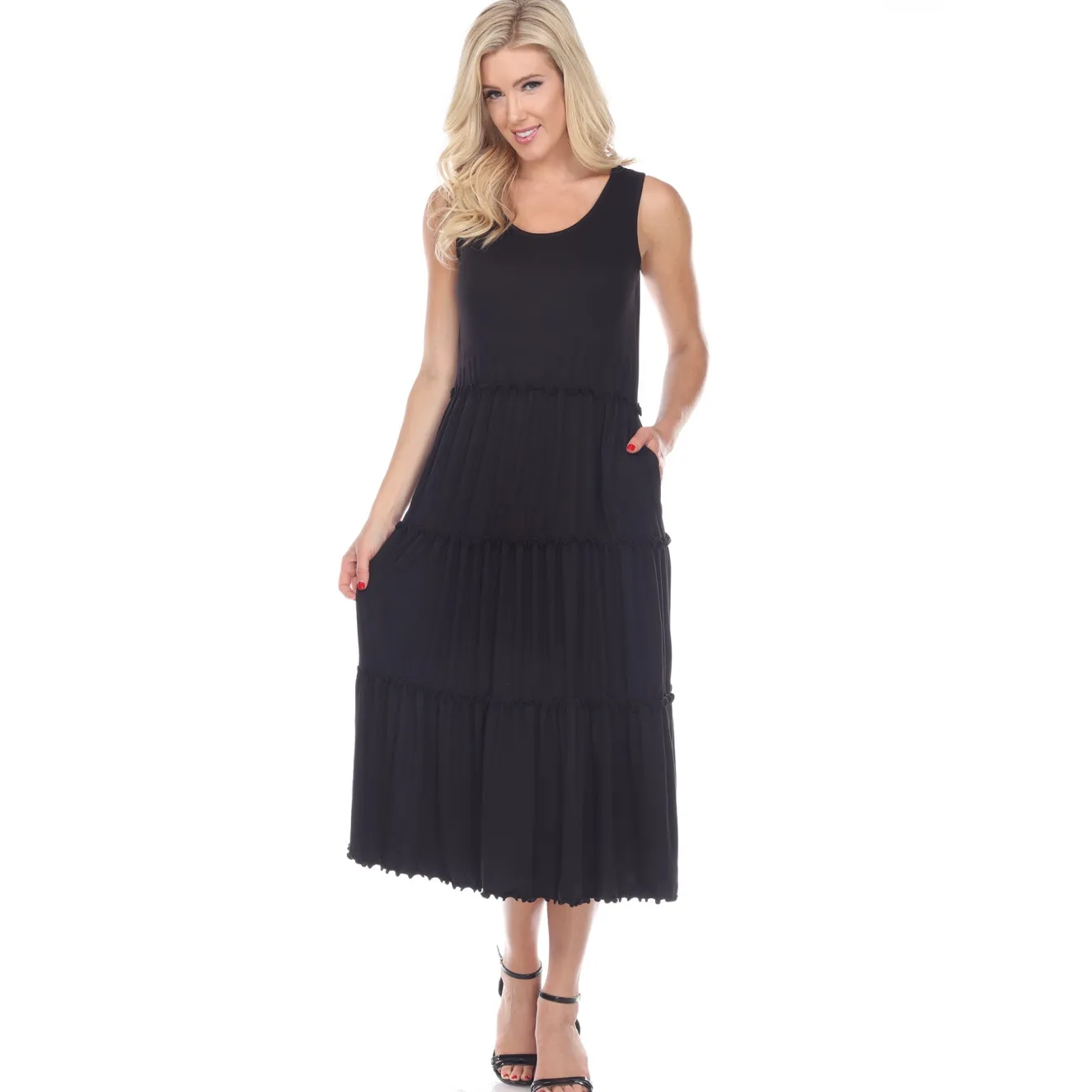Scoop Neck Tiered Midi Dress