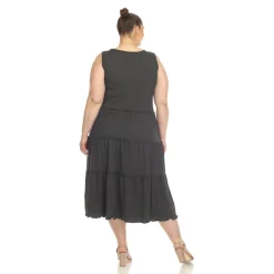 Scoop Neck Tiered Midi Dress - Plus