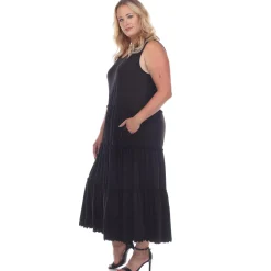 Scoop Neck Tiered Midi Dress - Plus