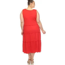 Scoop Neck Tiered Midi Dress - Plus