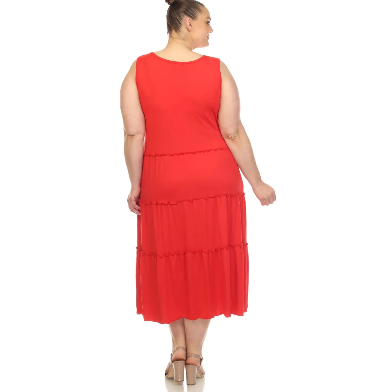 Scoop Neck Tiered Midi Dress - Plus