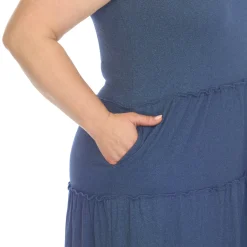 Scoop Neck Tiered Midi Dress - Plus