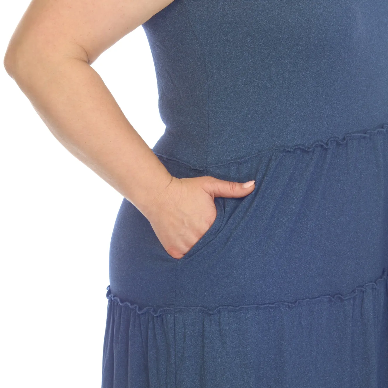 Scoop Neck Tiered Midi Dress - Plus