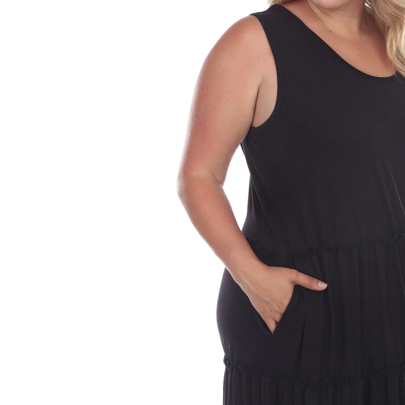 Scoop Neck Tiered Midi Dress - Plus