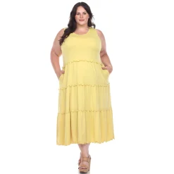 Scoop Neck Tiered Midi Dress - Plus