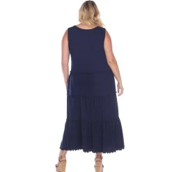 Scoop Neck Tiered Midi Dress - Plus