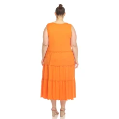 Scoop Neck Tiered Midi Dress - Plus