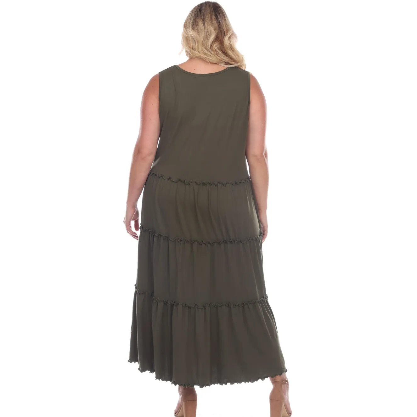 Scoop Neck Tiered Midi Dress - Plus