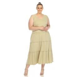 Scoop Neck Tiered Midi Dress - Plus