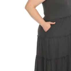 Scoop Neck Tiered Midi Dress - Plus