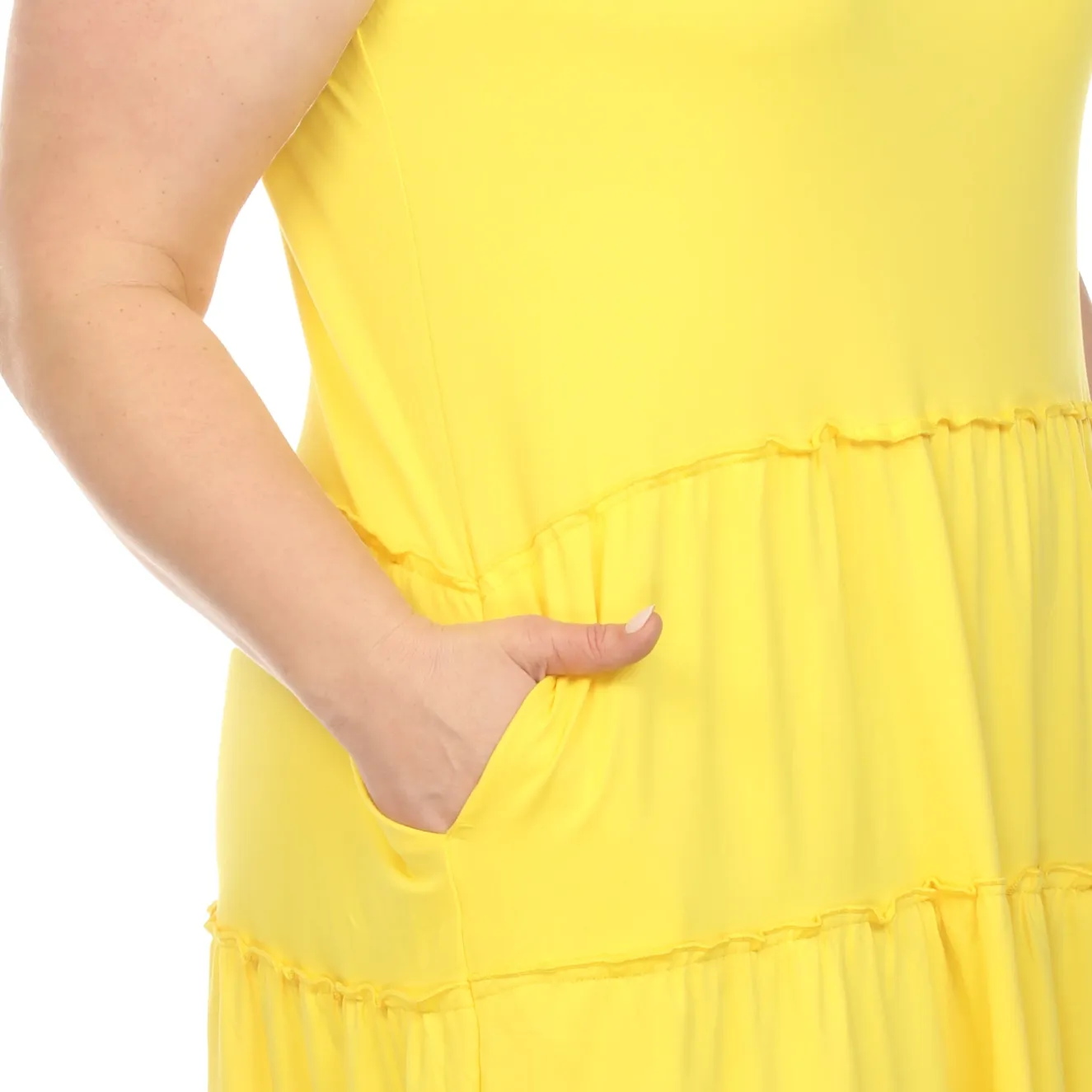 Scoop Neck Tiered Midi Dress - Plus