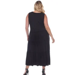 Scoop Neck Tiered Midi Dress - Plus