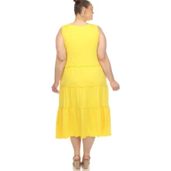 Scoop Neck Tiered Midi Dress - Plus