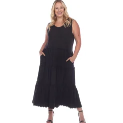 Scoop Neck Tiered Midi Dress - Plus