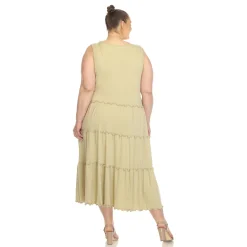 Scoop Neck Tiered Midi Dress - Plus