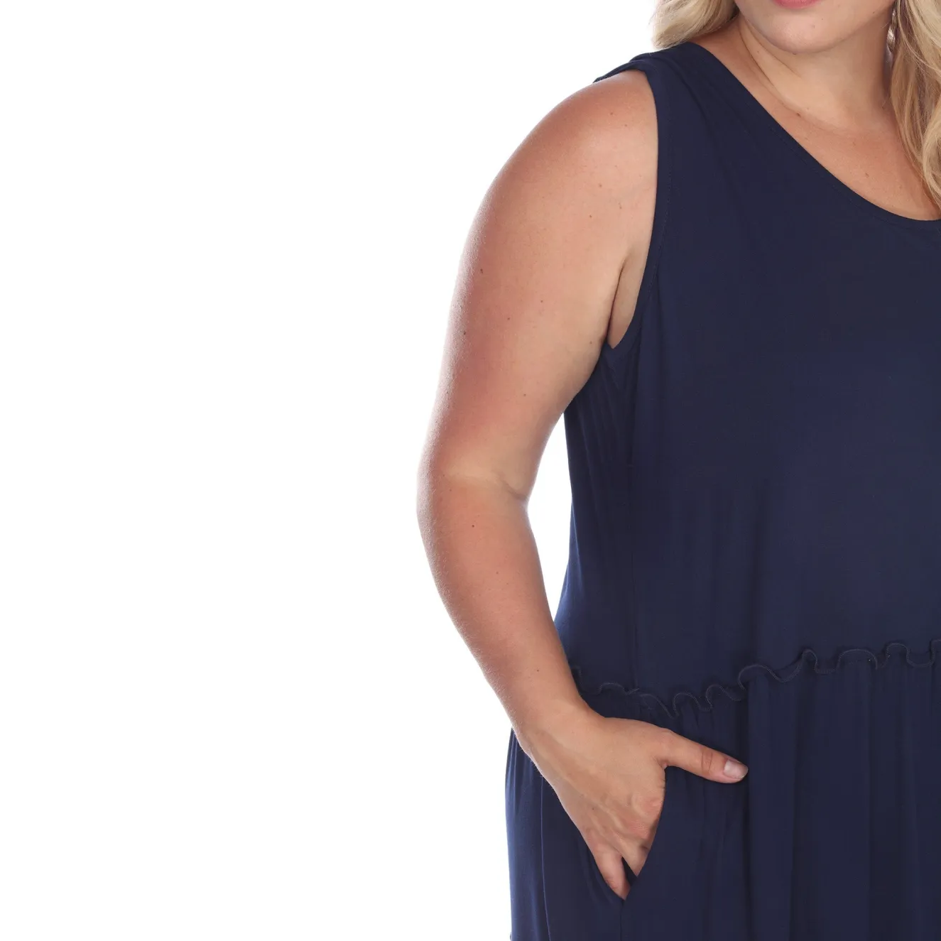 Scoop Neck Tiered Midi Dress - Plus