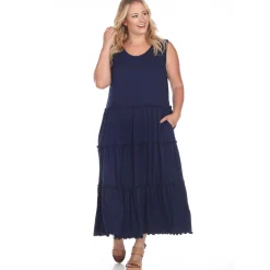 Scoop Neck Tiered Midi Dress - Plus