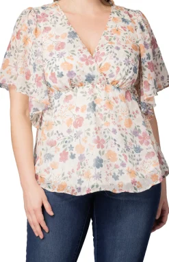 Seaside Serenade Top- Pale Blossoms -Plus