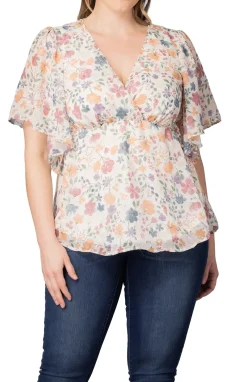Seaside Serenade Top- Pale Blossoms -Plus