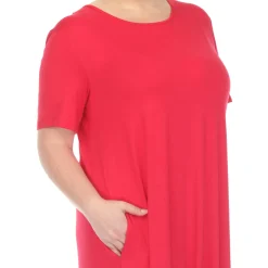 Short Sleeve Pocket Swing Midi Dress - Plus