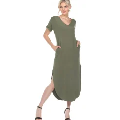 Short Sleeve V-neck Maxi Dress