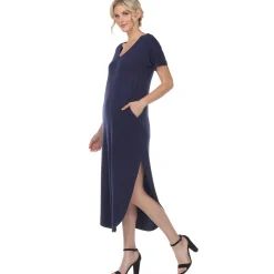 Short Sleeve V-neck Maxi Dress
