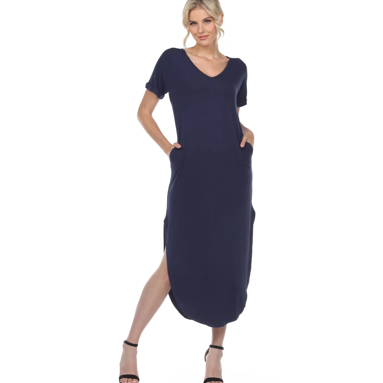 Short Sleeve V-neck Maxi Dress
