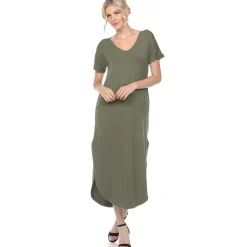 Short Sleeve V-neck Maxi Dress