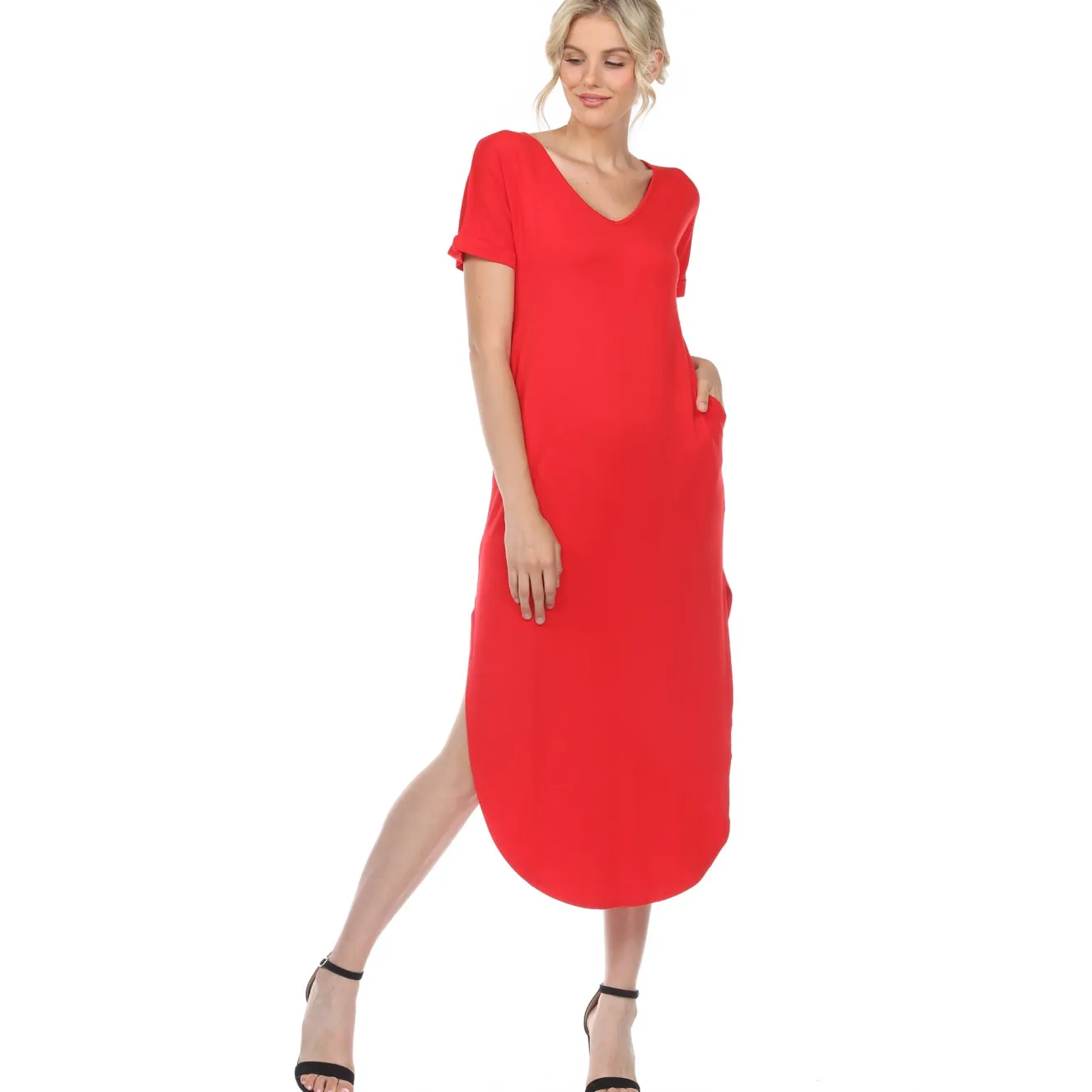 Short Sleeve V-neck Maxi Dress