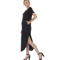 Short Sleeve V-neck Maxi Dress