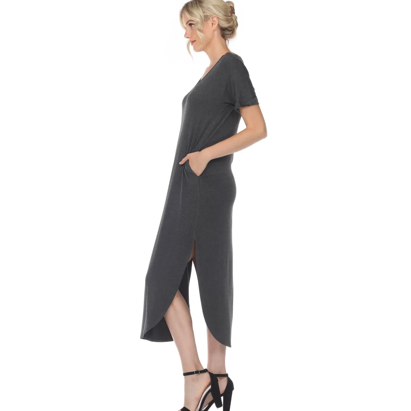 Short Sleeve V-neck Maxi Dress