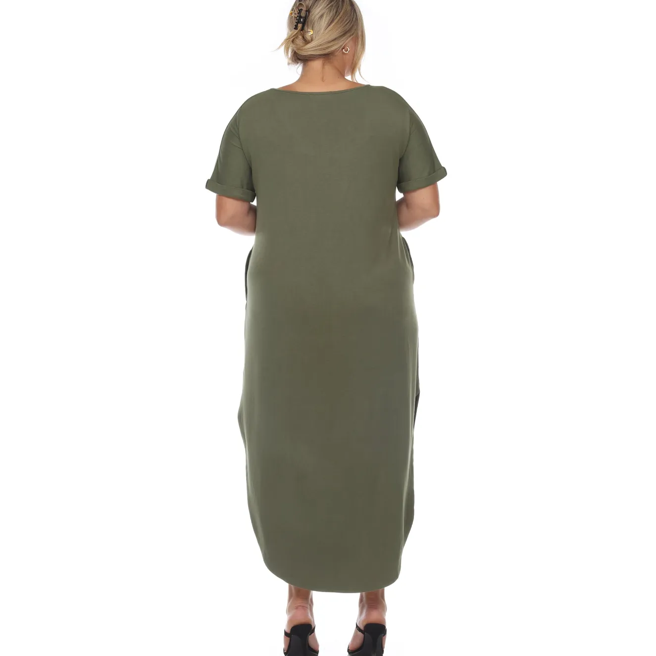 Short Sleeve V-neck Maxi Dress - Plus