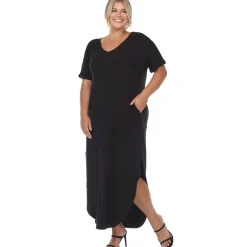 Short Sleeve V-neck Maxi Dress - Plus