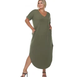 Short Sleeve V-neck Maxi Dress - Plus