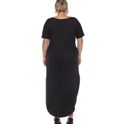 Short Sleeve V-neck Maxi Dress - Plus