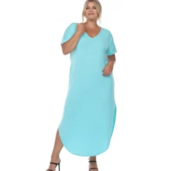Short Sleeve V-neck Maxi Dress - Plus