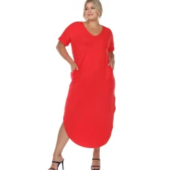 Short Sleeve V-neck Maxi Dress - Plus